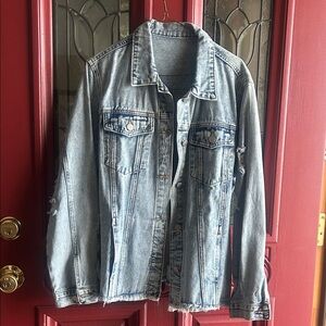 Light Wash Distressed Denim Jacket